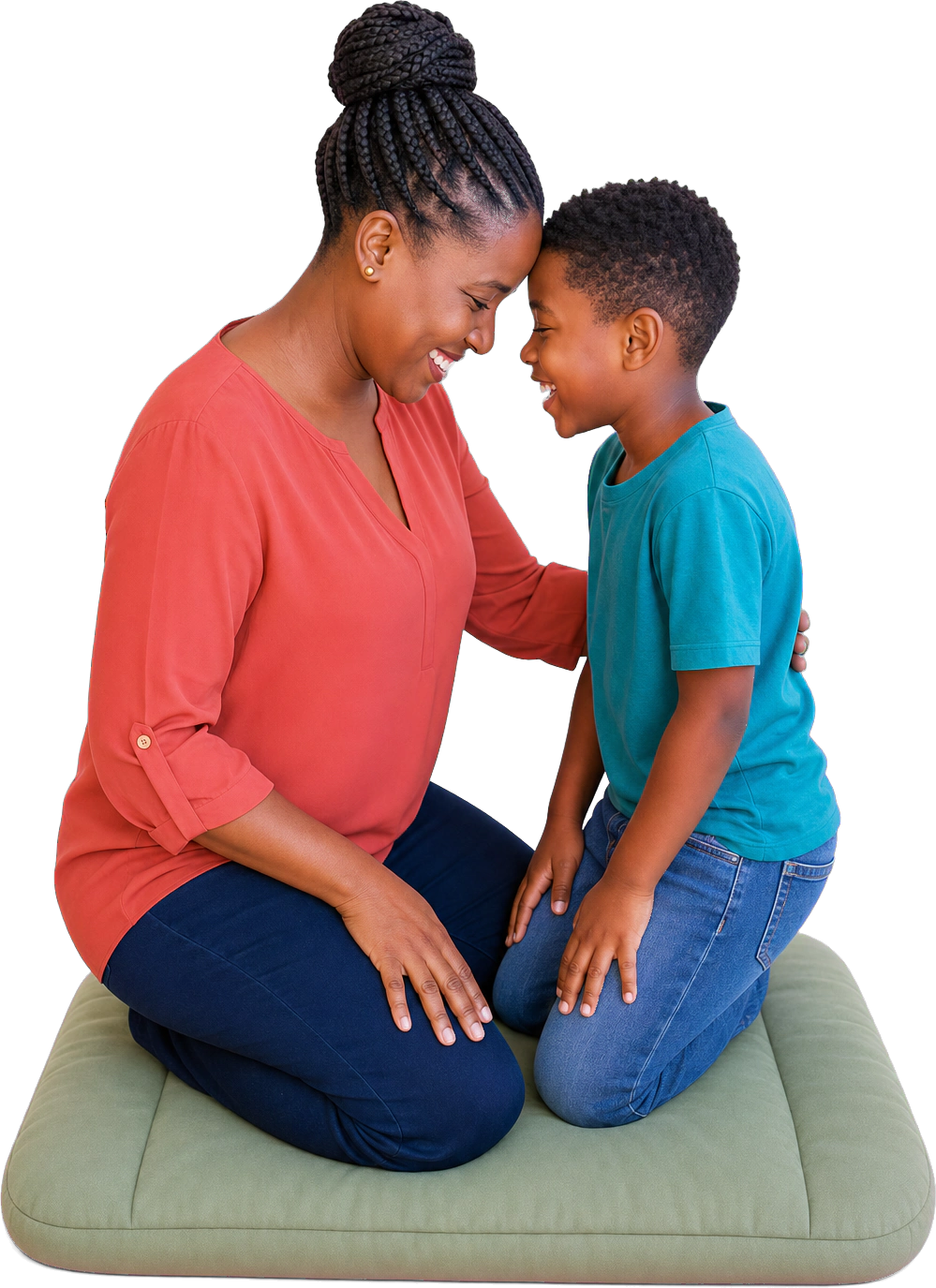A Kenyan mother and son sharing a warm, playful moment together